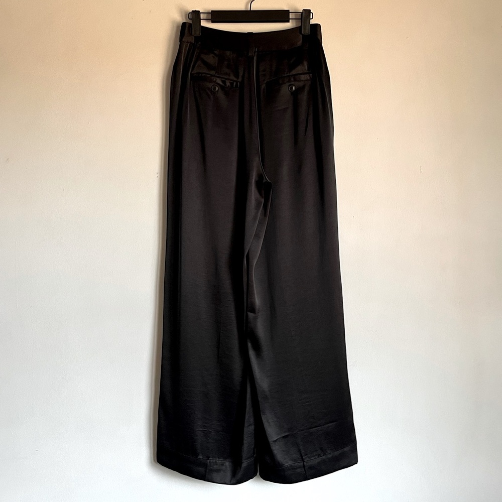 NEW Madewell The Harlow Wide Leg Pant in Satin Size 00 True Black $108 Sold Out - Picture 7 of 14